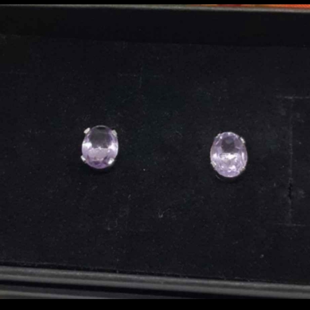 Genuine Amethyst Stud Earrings